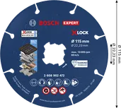 Diamantový řezný kotouč Bosch EXPERT na kov X-LOCK 115 mm.